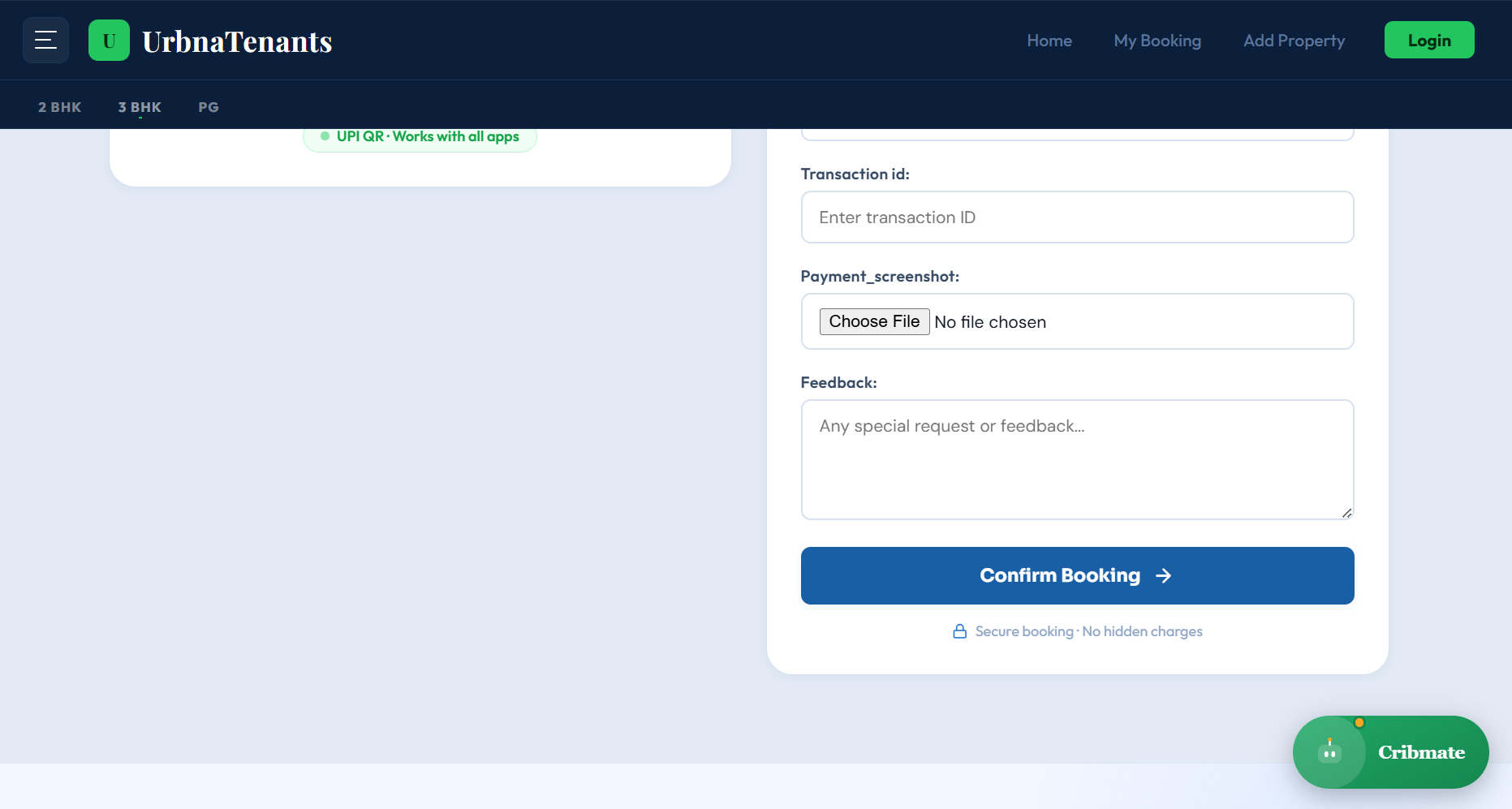 Booking confirmation form