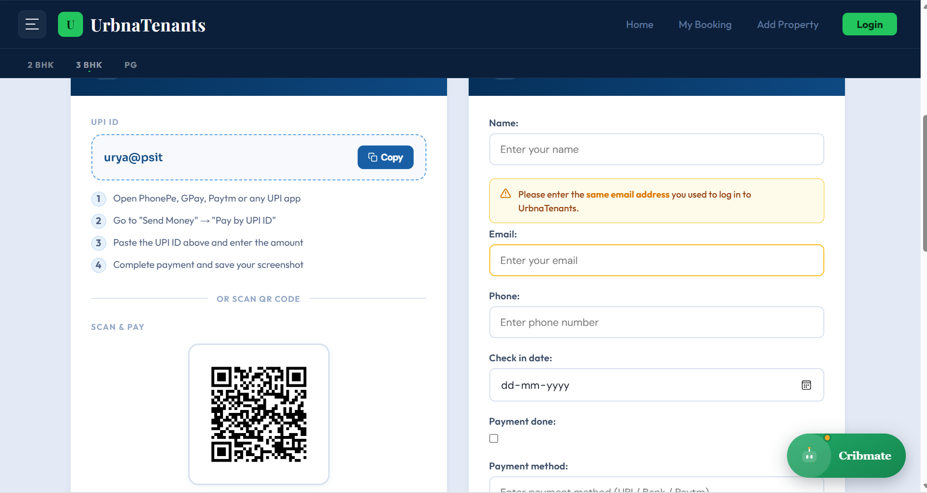 UPI payment screen